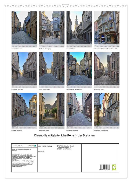 Produktbild: Dinan, die mittelalterliche Perle in der Bretagne (Wandkalender 2026 DIN A2 hoch), CALVENDO Monatskalender