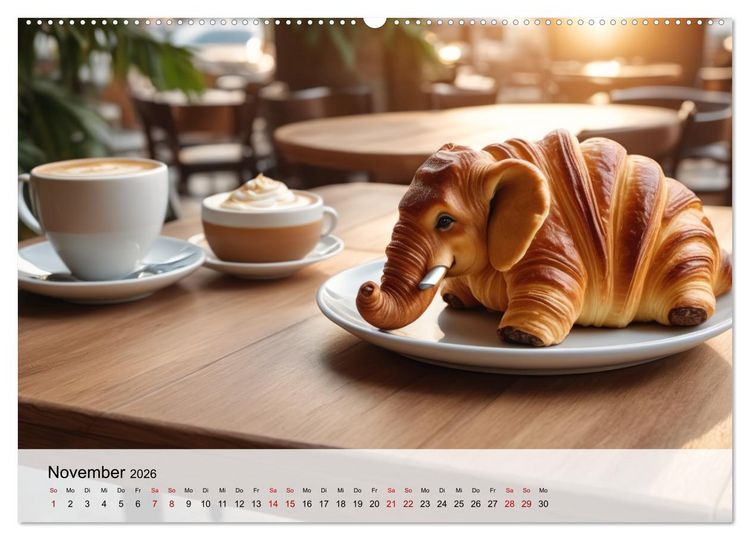 Produktbild: Tierische Croissants (hochwertiger Premium Wandkalender 2026 DIN A2 quer), Kunstdruck in Hochglanz