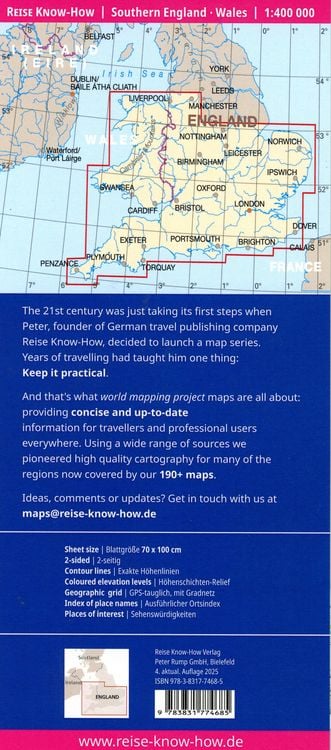 Produktbild: Reise Know-How Landkarte S&uuml;dengland, Wales | Southern England, Wales (1:400.000)