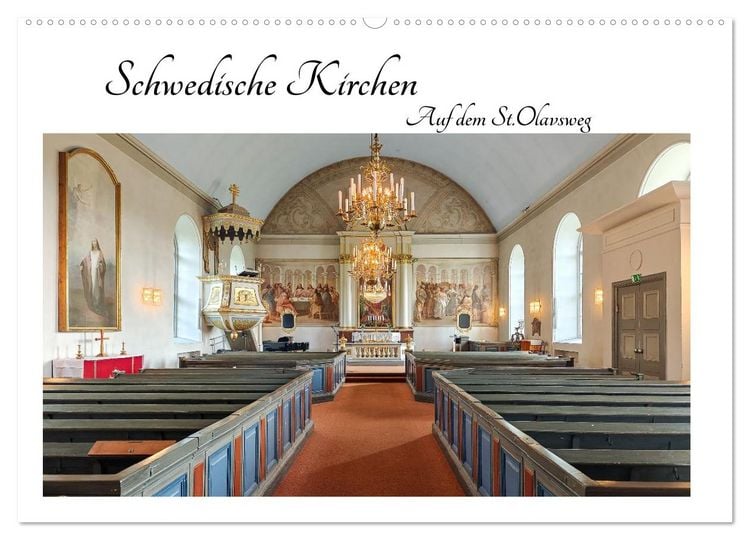 Produktbild: Schwedische Kirchen auf dem St.Olavsweg (Wandkalender 2026 DIN A2 quer), CALVENDO Monatskalender
