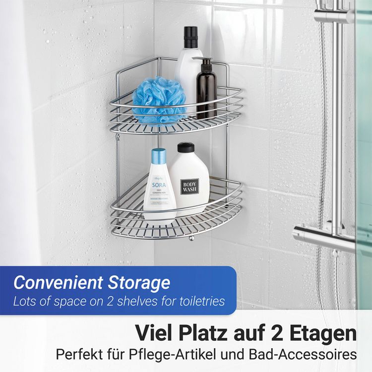 Produktbild: Eckwandablage Mod. Milano mit 2 Etagen, Chrom