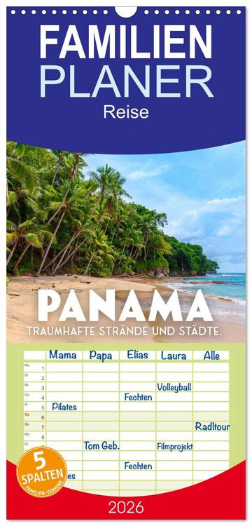 Produktbild: Familienplaner 2026 - Panama - Traumhafte Str&auml;nde und St&auml;dte. mit 5 Spalten (Wandkalender, 21 x 45 cm) CALVENDO