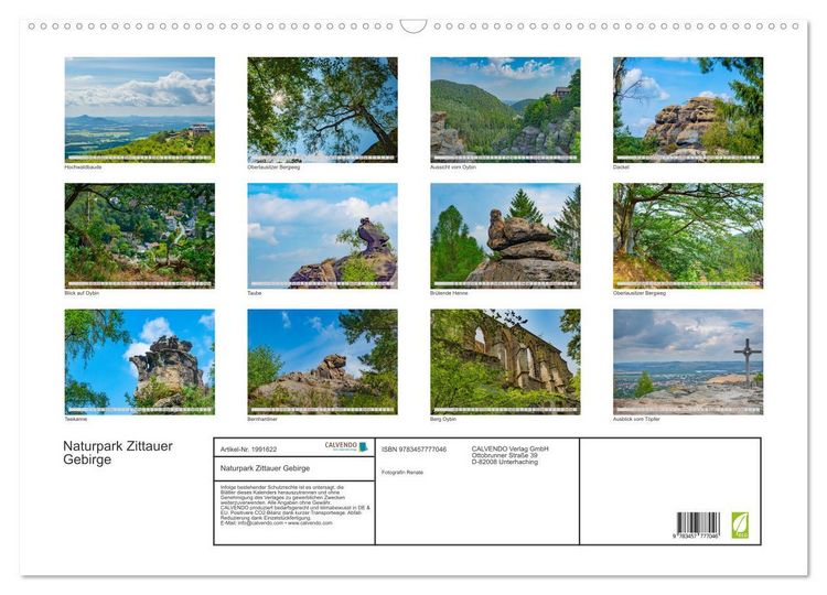 Produktbild: Naturpark Zittauer Gebirge (Wandkalender 2026 DIN A2 quer), CALVENDO Monatskalender