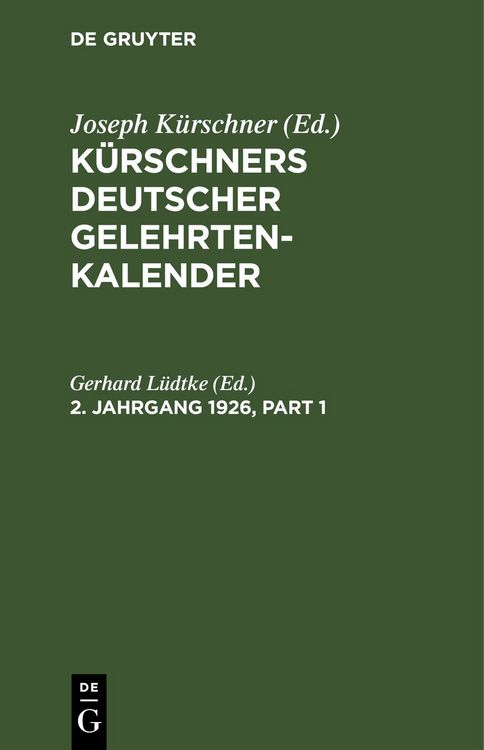 Produktbild: K&uuml;rschners Deutscher Gelehrten-Kalender. 2. Jahrgang 1926