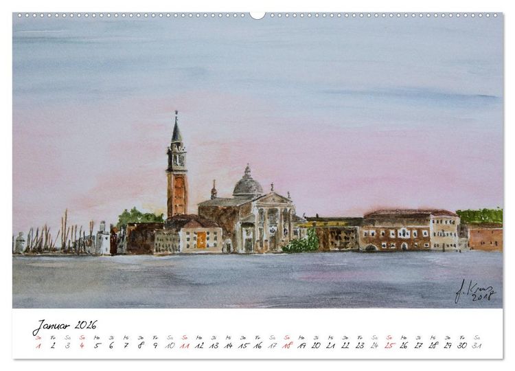 Produktbild: Venedig in stillen Aquarellen (Wandkalender 2026 DIN A2 quer), CALVENDO Monatskalender
