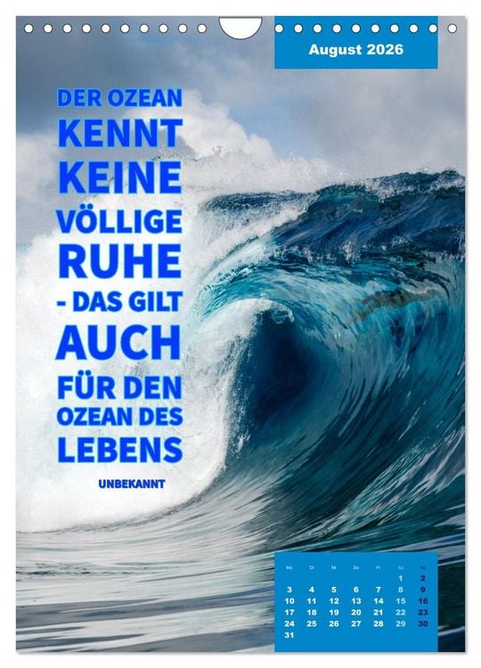 Produktbild: Verr&uuml;ckt nach MEER - Wellen - Strand - Zitate (Wandkalender 2026 DIN A4 hoch), CALVENDO Monatskalender