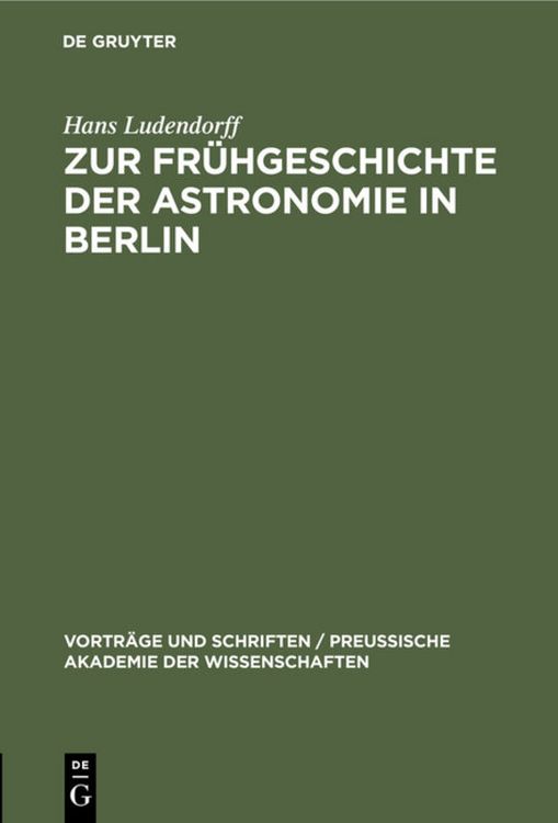 Produktbild: Zur Fr&uuml;hgeschichte der Astronomie in Berlin