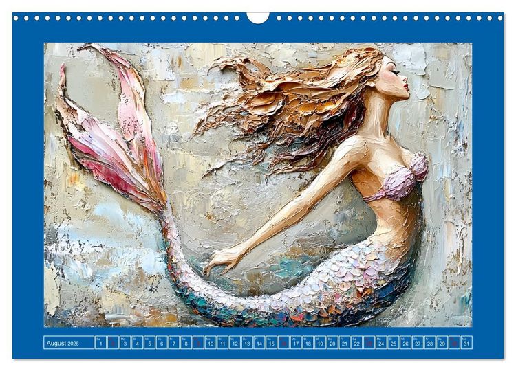 Produktbild: Meerjungfrauen. Zauberhafte Illustrationen im &Ouml;lgem&auml;lde-Stil (Wandkalender 2026 DIN A3 quer), CALVENDO Monatskalender
