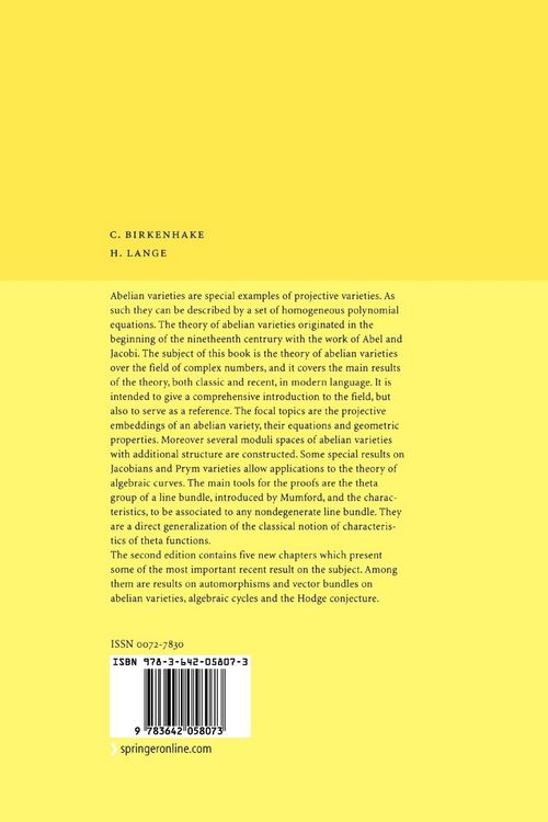 Produktbild: Complex Abelian Varieties