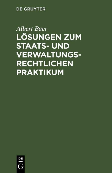 Produktbild: L&ouml;sungen zum staats- und verwaltungsrechtlichen Praktikum