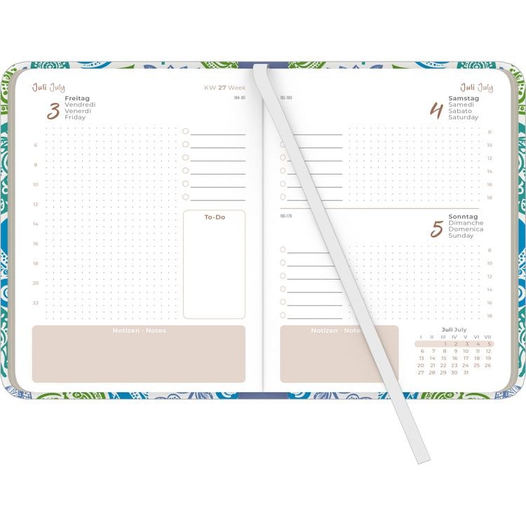 Daily Journal Paisley 2026 - Taschen-Kalender A6 - Leuchtturm - Day By Day - 352 Seiten - Notiz-Buch - Alpha Edition