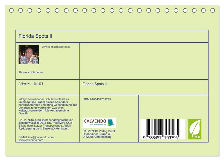 Produktbild: Florida Spots II (Tischkalender 2026 DIN A5 quer), CALVENDO Monatskalender