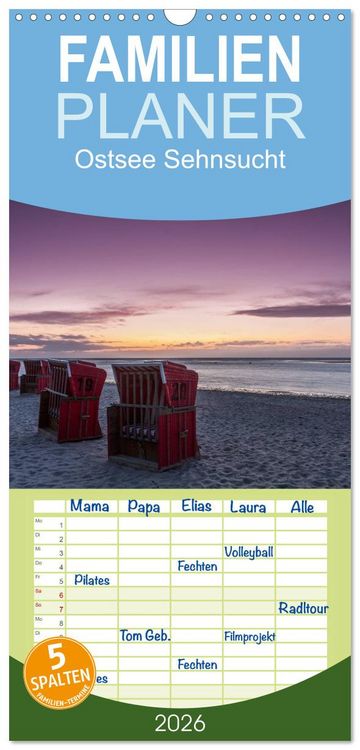 Produktbild: Familienplaner 2026 - Ostsee Sehnsucht mit 5 Spalten (Wandkalender, 21 x 45 cm) CALVENDO