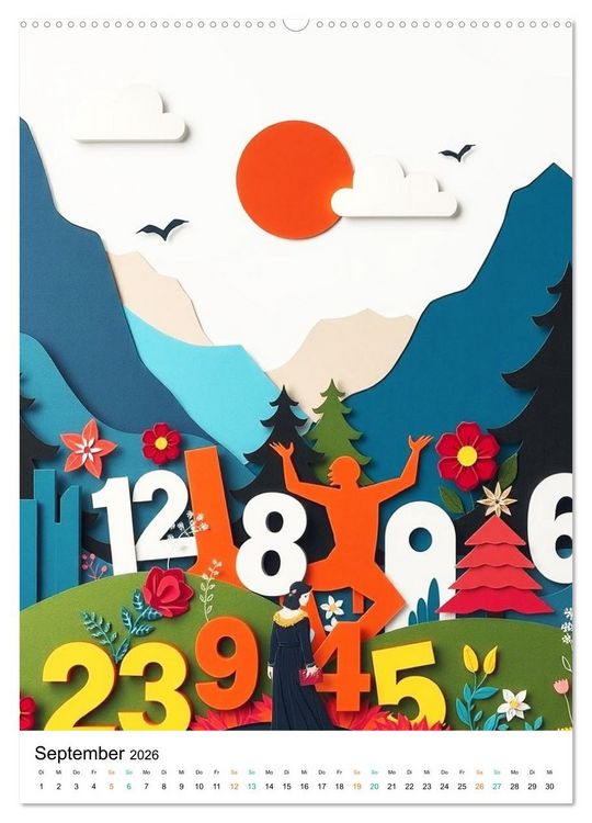 Produktbild: Kunterbunte Paperwelt - Buchstaben, Zahlen und Vieles mehr (hochwertiger Premium Wandkalender 2026 DIN A2 hoch), Kunstdruck in Hochglanz