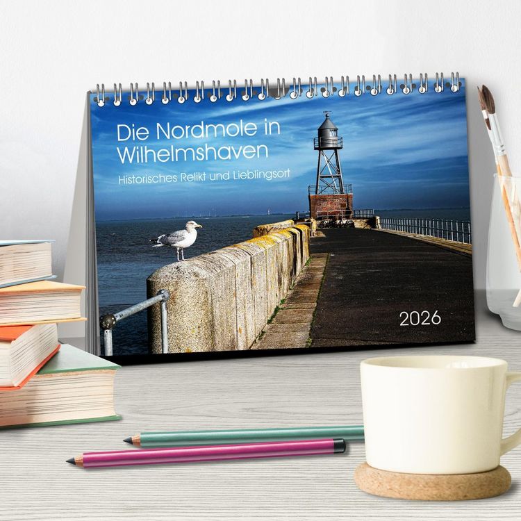 Produktbild: Die Nordmole in Wilhelmshaven. Historisches Relikt und Lieblingsort. (Tischkalender 2026 DIN A5 quer), CALVENDO Monatskalender