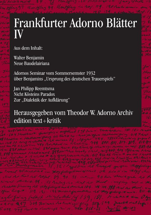 Produktbild: Frankfurter Adorno Bl&auml;tter IV