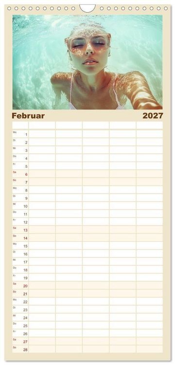 Produktbild: Familienplaner 2027 - Entspannen am Strand mit 5 Spalten (Wandkalender, 21 x 45 cm) CALVENDO