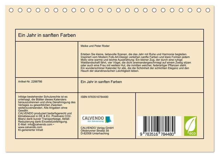 Produktbild: Ein Jahr in sanften Farben (Tischkalender 2027 DIN A5 quer), CALVENDO Monatskalender