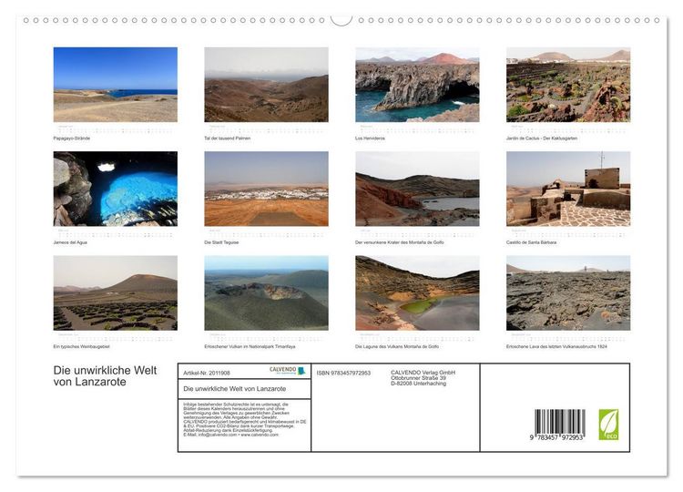 Produktbild: Die unwirkliche Welt von Lanzarote (hochwertiger Premium Wandkalender 2026 DIN A2 quer), Kunstdruck in Hochglanz