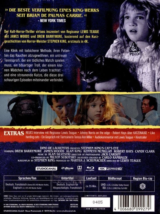Produktbild: Stephen Kings Katzenauge - Limited Collector&acute;s Edition (4K Ultra HD+Blu-ray)