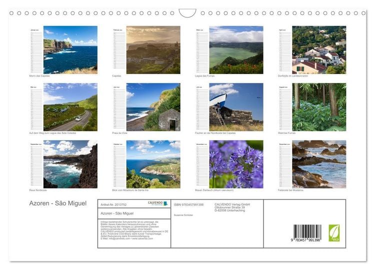 Produktbild: Azoren - S&atilde;o Miguel (Wandkalender 2026 DIN A3 quer), CALVENDO Monatskalender