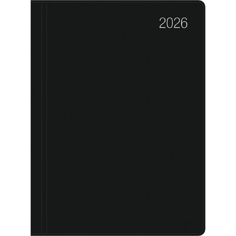 Produktbild: Taschenkalender schwarz 2026 - Bürokalender 10,2x14,2 - 1 Tag auf 1 Seite - flexibler Kunststoffeinband - Stundeneinteilung 7 - 19 Uhr - 610-1020