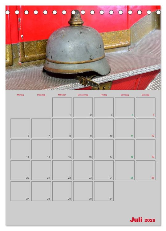 Produktbild: Alte Feuerwehrhelme - Terminplaner (Tischkalender 2026 DIN A5 hoch), CALVENDO Monatskalender