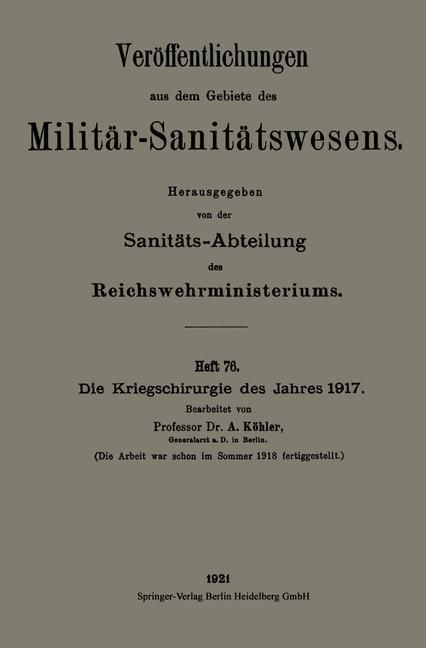 Produktbild: Die Kriegschirurgie des Jahres 1917