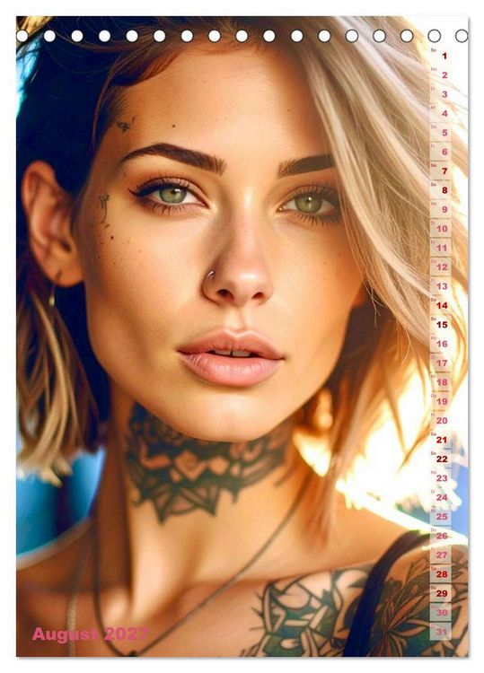 Produktbild: Tattoo Beauties Portraits (Tischkalender 2027 DIN A5 hoch), CALVENDO Monatskalender