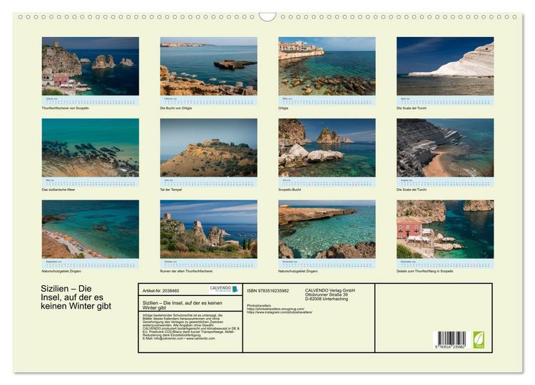 Produktbild: Sizilien &ndash; Die Insel, auf der es keinen Winter gibt (Wandkalender 2026 DIN A2 quer), CALVENDO Monatskalender
