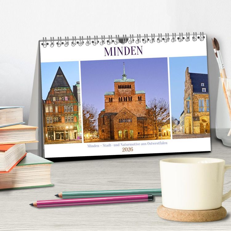 Produktbild: Minden &ndash; Stadt- und Naturmotive aus Ostwestfalen (Tischkalender 2026 DIN A5 quer), CALVENDO Monatskalender