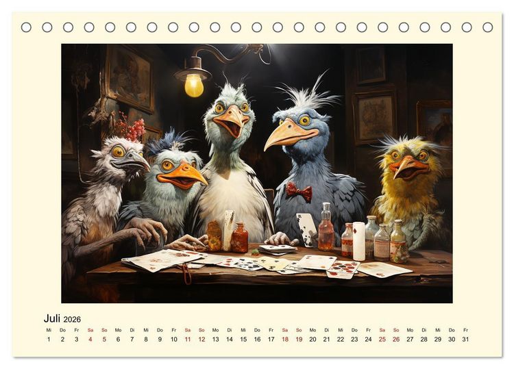 Produktbild: Verr&uuml;ckte H&uuml;hner (Tischkalender 2026 DIN A5 quer), CALVENDO Monatskalender