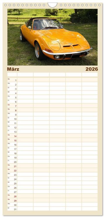 Produktbild: Familienplaner 2026 - Opel GT Der Kalender mit 5 Spalten (Wandkalender, 21 x 45 cm) CALVENDO