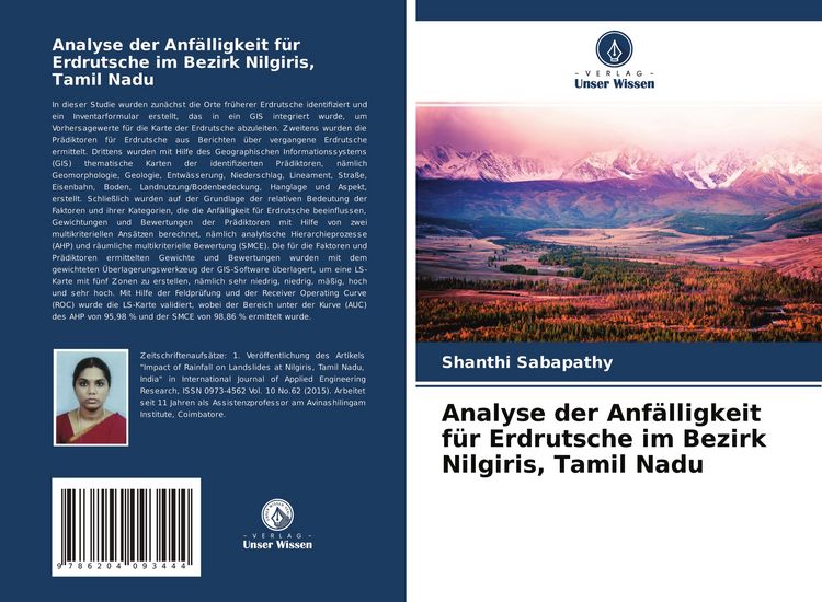 Produktbild: Analyse der Anf&auml;lligkeit f&uuml;r Erdrutsche im Bezirk Nilgiris, Tamil Nadu