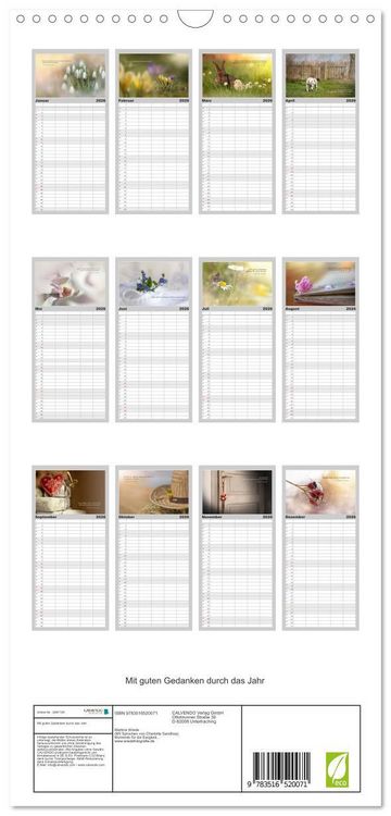 Produktbild: Familienplaner 2026 - Mit guten Gedanken durch das Jahr mit 5 Spalten (Wandkalender, 21 x 45 cm) CALVENDO
