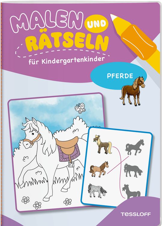 Produktbild: Malen und Rätseln für Kindergartenkinder. Pferde