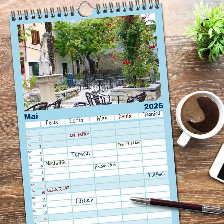 Produktbild: Familienplaner 2026 - Tr&auml;umen von Istrien mit 5 Spalten (Wandkalender, 21 x 45 cm) CALVENDO