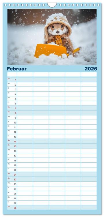 Produktbild: Familienplaner 2026 - Kleine freche Nerze mit 5 Spalten (Wandkalender, 21 x 45 cm) CALVENDO