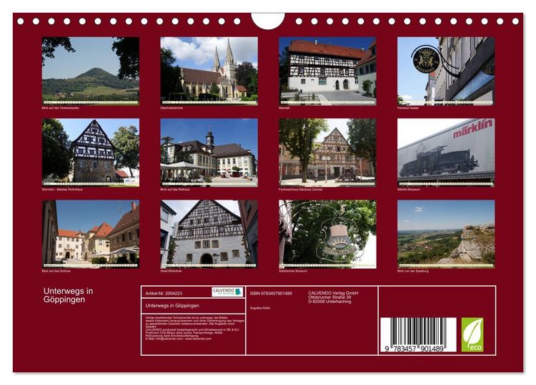 Produktbild: Unterwegs in G&ouml;ppingen (Wandkalender 2026 DIN A4 quer), CALVENDO Monatskalender