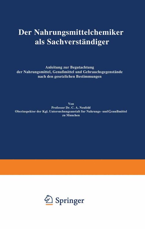 Produktbild: Der Nahrungsmittelchemiker als Sachverst&auml;ndiger