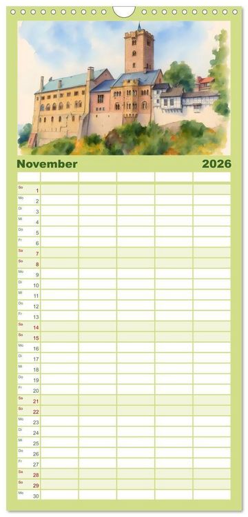 Produktbild: Familienplaner 2026 - Deutsche Schl&ouml;sser und Burgen mit 5 Spalten (Wandkalender, 21 x 45 cm) CALVENDO