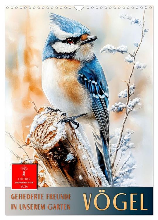 Produktbild: V&ouml;gel - gefiederte Freunde in unserem Garten (Wandkalender 2026 DIN A3 hoch), CALVENDO Monatskalender