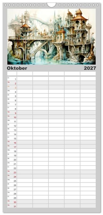 Produktbild: Familienplaner 2027 - Kuriose H&auml;user mit 5 Spalten (Wandkalender, 21 x 45 cm) CALVENDO