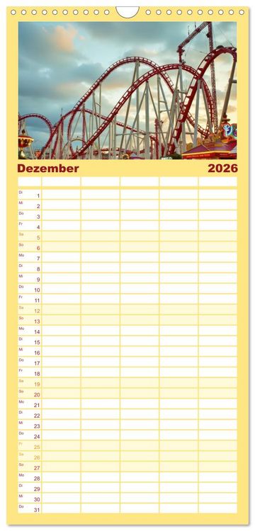 Produktbild: Familienplaner 2026 - Riesenr&auml;der und Kirmes mit 5 Spalten (Wandkalender, 21 x 45 cm) CALVENDO