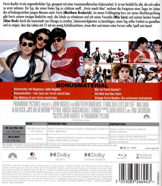 Produktbild: Ferris macht blau (4K Ultra HD) (+ Blu-ray 2D)