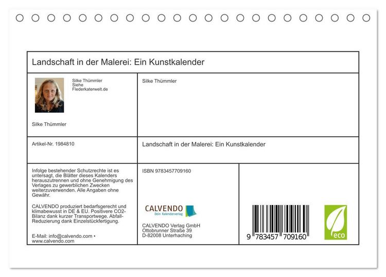 Produktbild: Landschaft in der Malerei: Ein Kunstkalender (Tischkalender 2026 DIN A5 quer), CALVENDO Monatskalender