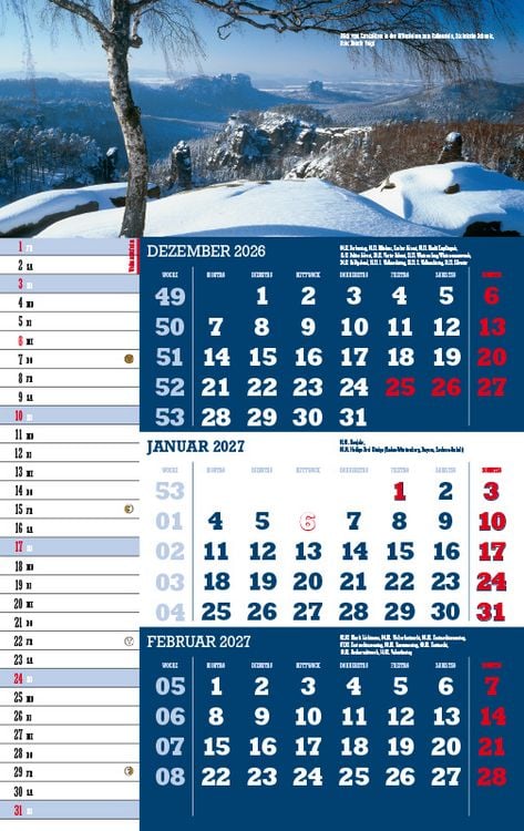 Produktbild: Drei-Monatskalender Sachsen 2027