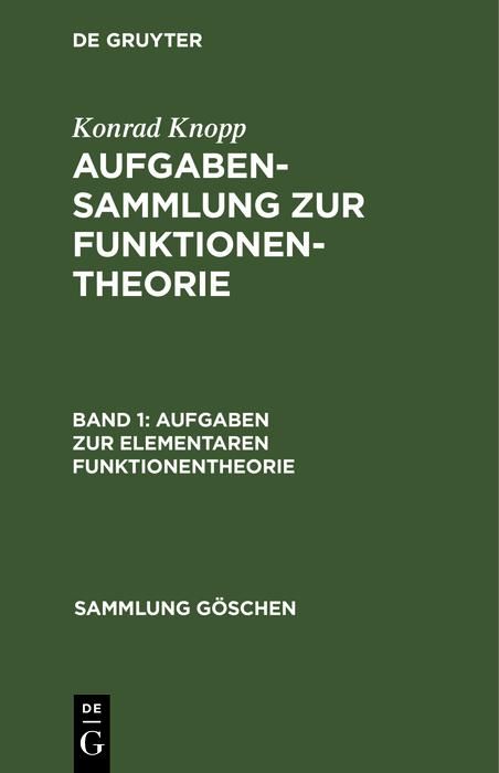 Produktbild: Aufgaben zur elementaren Funktionentheorie