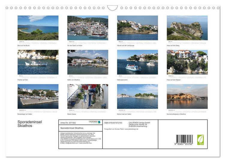 Produktbild: Sporadeninsel Skiathos (Wandkalender 2026 DIN A3 quer), CALVENDO Monatskalender
