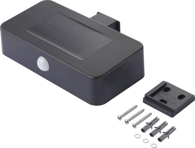 Produktbild: Sygonix SY-4677502 Solar-Au&szlig;enwandleuchte mit Bewegungsmelder SMD LED 1W Schwarz